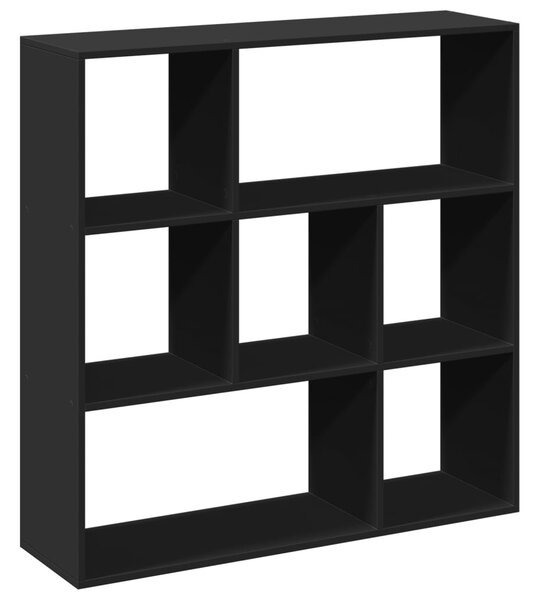 Fekete szerelt fa térelválasztó könyvespolc 102x29x103,5 cm