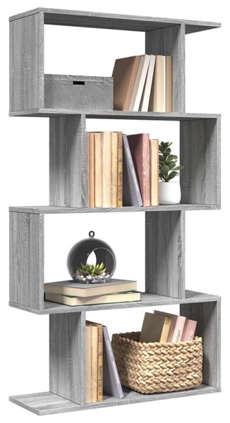 4 szintes szürke sonoma fa elválasztó könyvespolc 70x24x129 cm