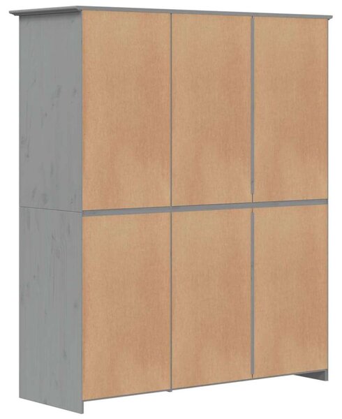 VidaXL BODO szürke tömör fenyőfa ruhásszekrény 151,5x52x176,5 cm