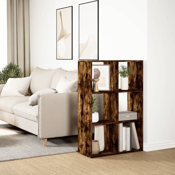 Füstös tölgy szerelt fa elválasztó könyvespolc 69,5x29x103,5 cm