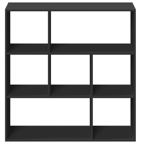 Fekete szerelt fa térelválasztó könyvespolc 102x29x103,5 cm