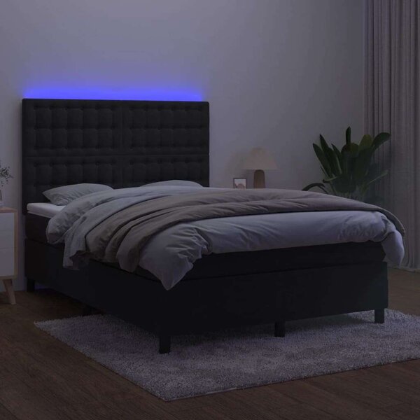 VIDAXL - Bársony Ágy LED Világítással - 140x190 cm