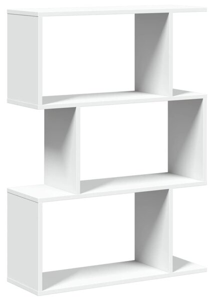 3-szintes fehér szobaelválasztó könyvespolc 70 x 24 x 97 cm rétegelt fa
