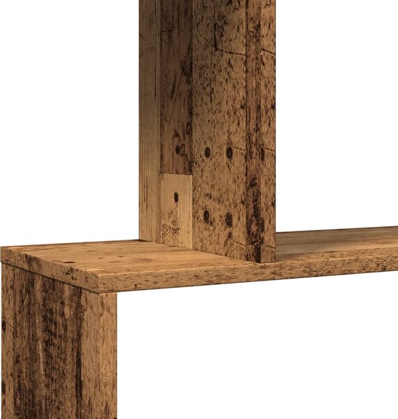 3 szintes antik fa színű fa elválasztó könyvespolc 70x24x97 cm
