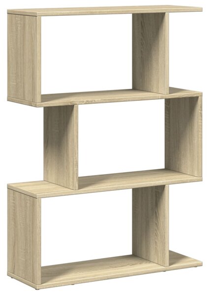3 szintes sonoma tölgy fa elválasztó könyvespolc 70x24x97 cm