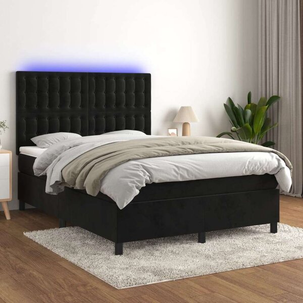 VIDAXL - Bársony Ágy LED Világítással - 140x190 cm