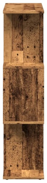 3 szintes antik fa színű fa elválasztó könyvespolc 70x24x97 cm