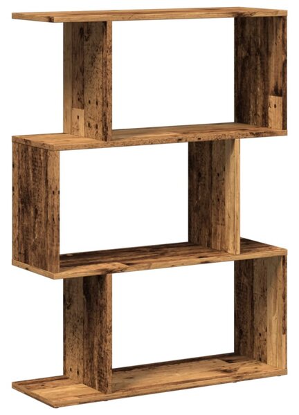 3 szintes antik fa színű fa elválasztó könyvespolc 70x24x97 cm