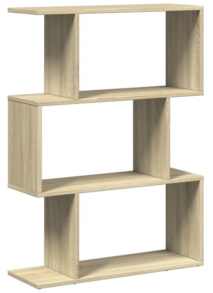 3 szintes sonoma tölgy fa elválasztó könyvespolc 70x24x97 cm