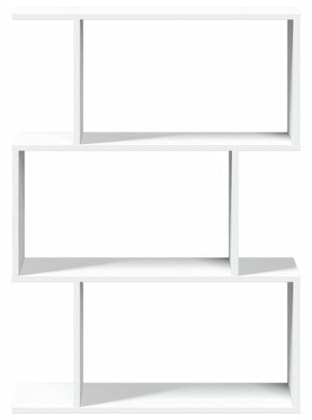 3-szintes fehér szobaelválasztó könyvespolc 70 x 24 x 97 cm rétegelt fa