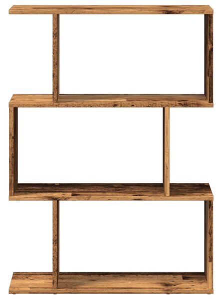 3 szintes antik fa színű fa elválasztó könyvespolc 70x24x97 cm