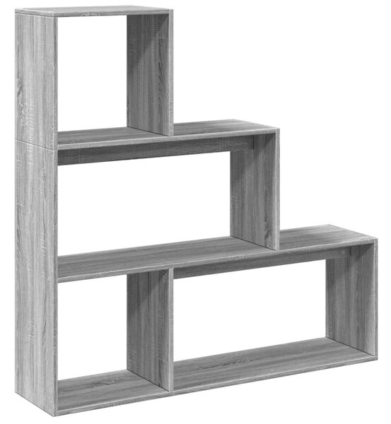3 szintes szürke sonoma fa elválasztó könyvespolc 123x29x123 cm