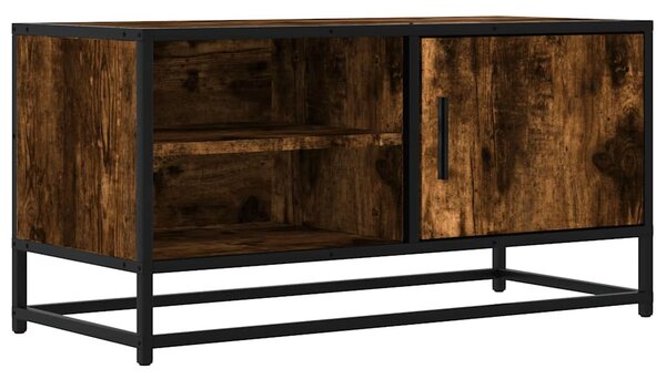 Füstös tölgy színű szerelt fa és fém TV-szekrény 80x34,5x40 cm