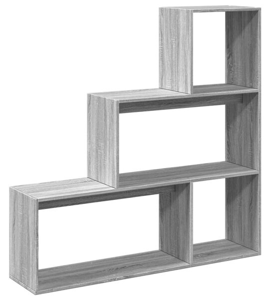3 szintes szürke sonoma fa elválasztó könyvespolc 123x29x123 cm