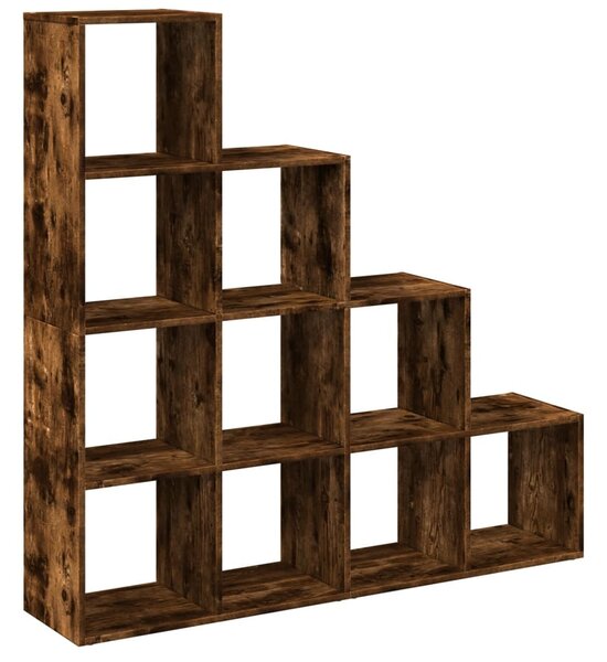 4 szintes füstös tölgy elválasztó könyvespolc 131,5x29x131,5 cm