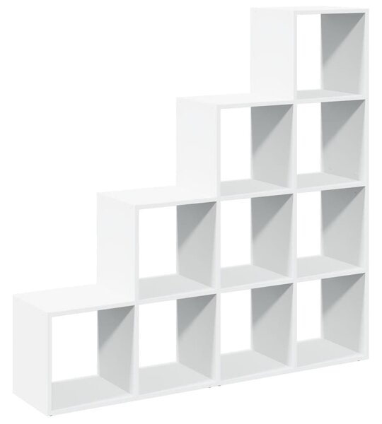 4 szintes fehér fa elválasztó könyvespolc 131,5 x 29 x 131,5 cm