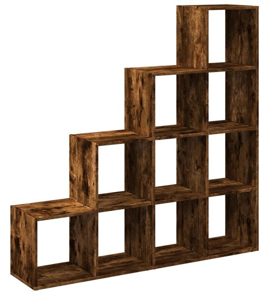 4 szintes füstös tölgy elválasztó könyvespolc 131,5x29x131,5 cm