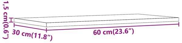4 db antik fa színű szerelt fa fali polc 60 x 30 x 1,5 cm