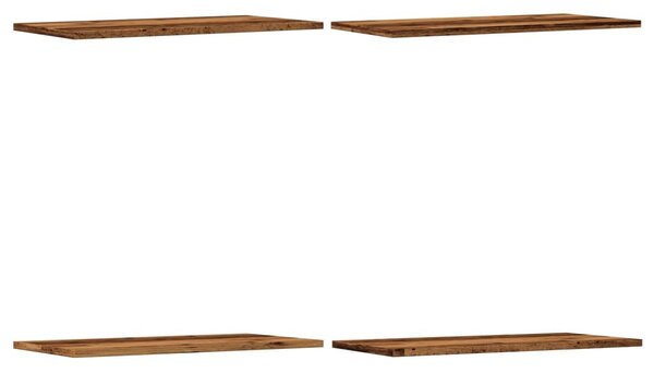 4 db antik fa színű szerelt fa fali polc 60 x 30 x 1,5 cm