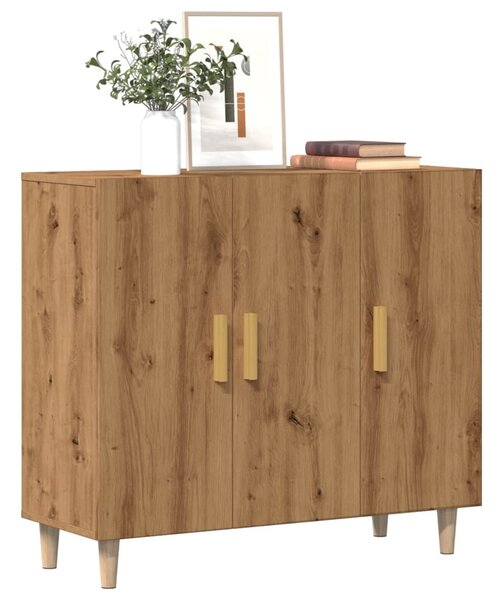 VidaXL kézműves tölgy színű szerelt fa tálalószekrény 90 x 34 x 80 cm