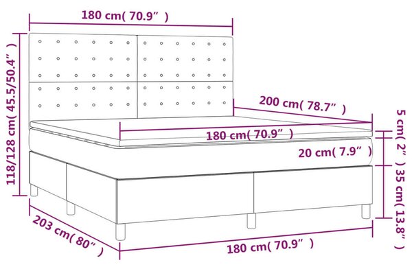 Modern LED Ágy - Műbőr - 180x200 cm