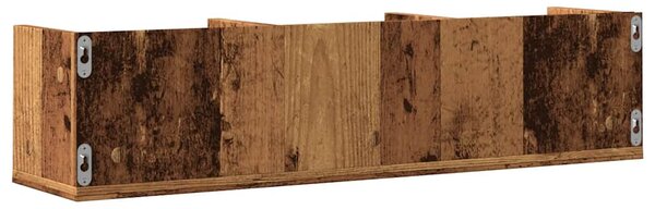 Antik fa színű szerelt fa CD-tartó fali polc 75 x 18 x 18 cm