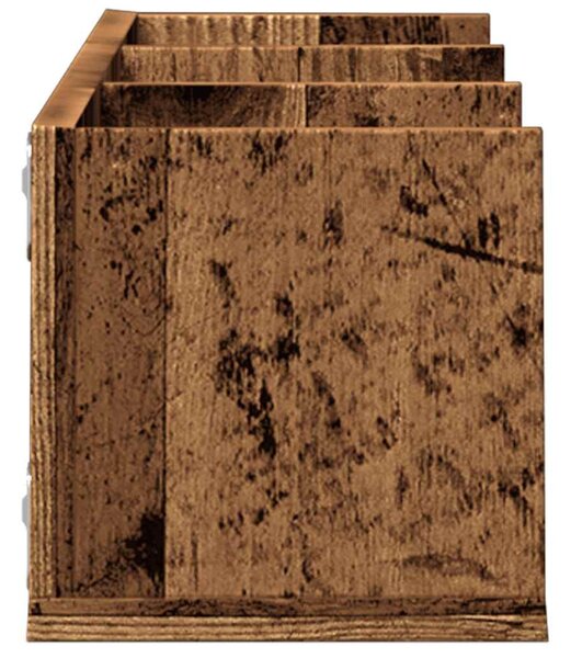 Antik fa színű szerelt fa CD-tartó fali polc 75 x 18 x 18 cm