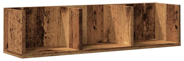 Antik fa színű szerelt fa CD-tartó fali polc 75 x 18 x 18 cm