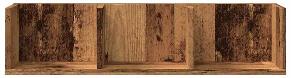 Antik fa színű szerelt fa CD-tartó fali polc 75 x 18 x 18 cm