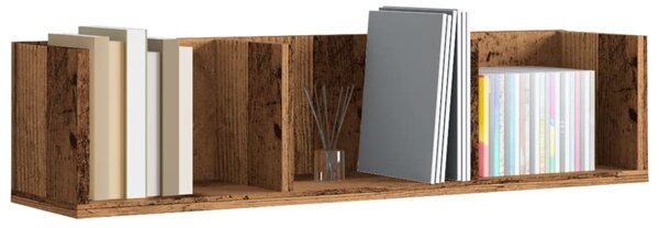 Antik fa színű szerelt fa CD-tartó fali polc 75 x 18 x 18 cm