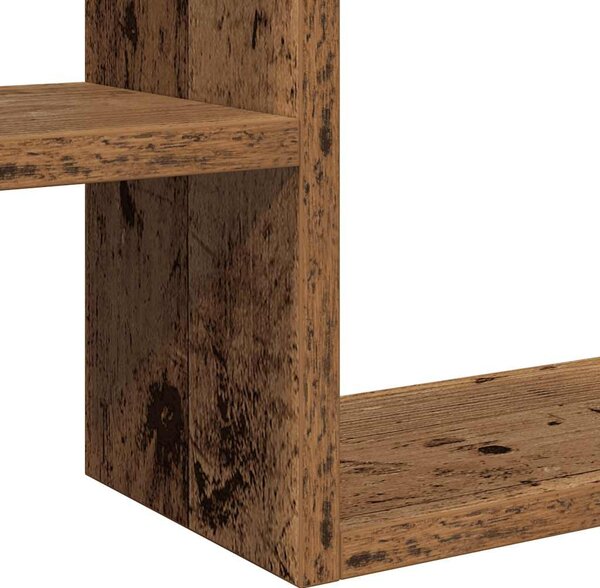 2 db antik fa színű szerelt fa fali kockapolc 50x15x50 cm