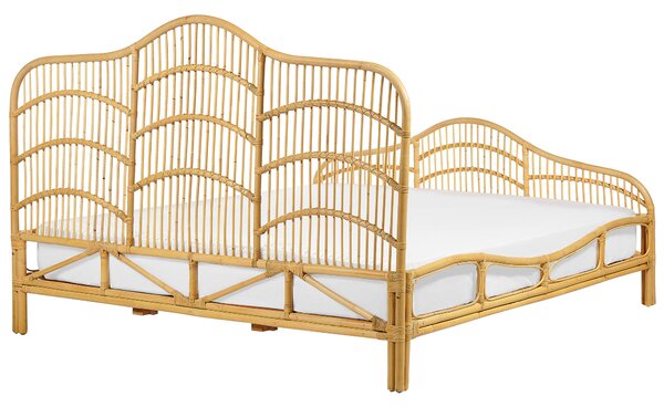Ágy Rattan DOMEYROT 180 x 200 cm Világosbarna