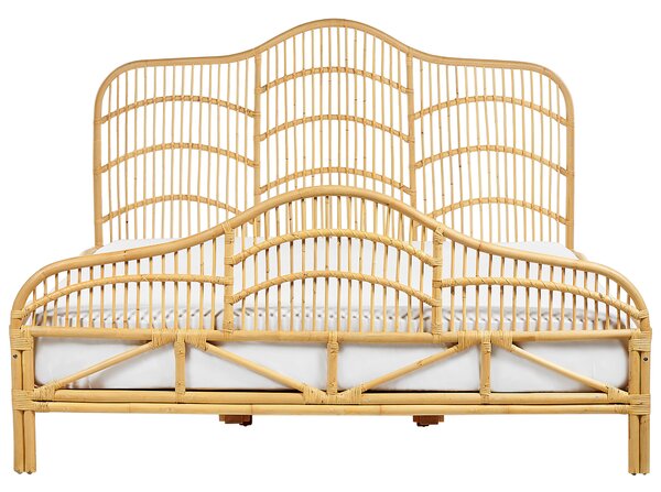 Ágy Rattan DOMEYROT 180 x 200 cm Világosbarna