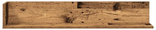 2 db antik fa színű szerelt fa fali polc 100x16,5x16,5 cm