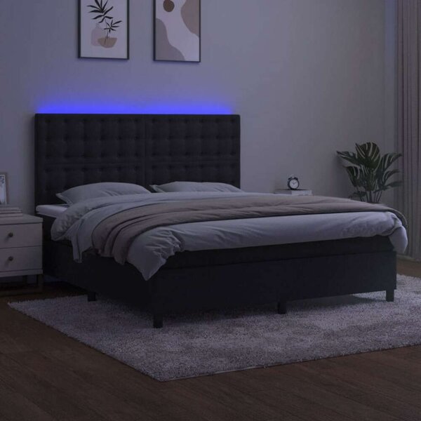 VIDAXL - Bársony Ágy - 180x200 cm - LED
