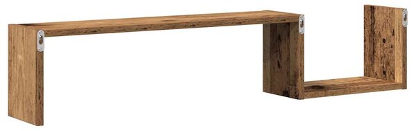 2 db antik fa színű szerelt fa fali polc 100 x 15 x 20 cm