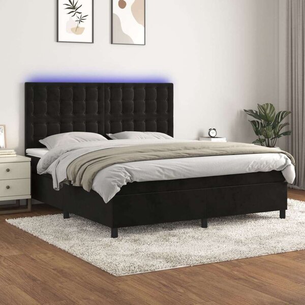VIDAXL - Bársony Ágy - 180x200 cm - LED