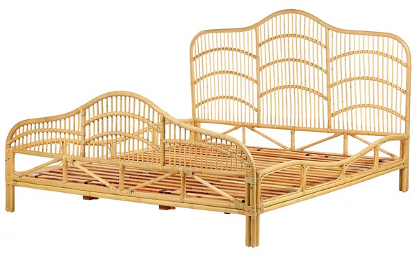 Ágy Rattan DOMEYROT 180 x 200 cm Világosbarna