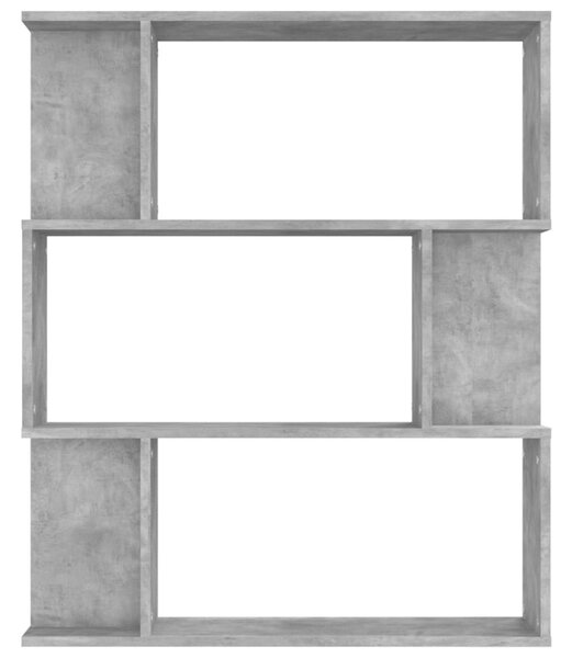 Betonszürke szerelt fa könyvszekrény/térelválasztó 80x24x96 cm
