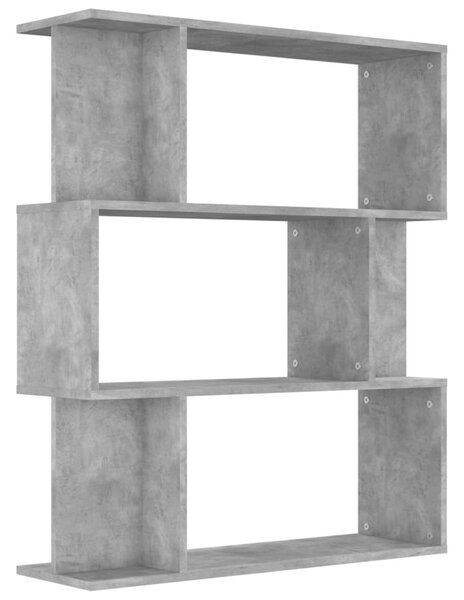 Betonszürke szerelt fa könyvszekrény/térelválasztó 80x24x96 cm