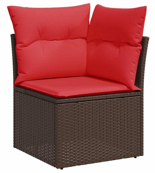 VidaXL 7 db barna polyrattan kerti kanapégarnitúra párnákkal