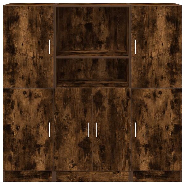 3 részes füstös tölgy színű szerelt fa konyhaszekrény garnitúra