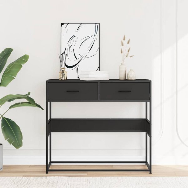Fekete szerelt fa tálalóasztal 90x35x80 cm