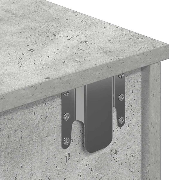 Betonszürke szerelt fa falipolc fiókokkal 100 x 37,5 x 19 cm