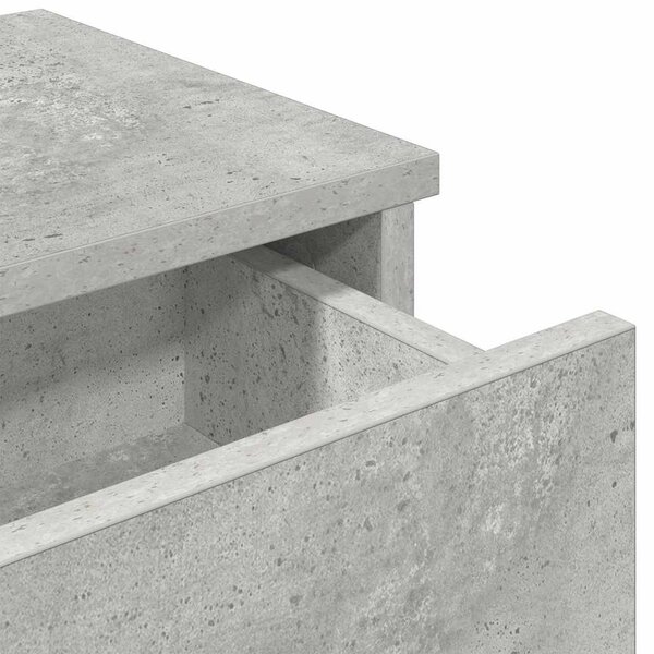 Betonszürke szerelt fa falipolc fiókokkal 100 x 37,5 x 19 cm