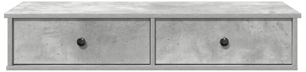 Betonszürke szerelt fa falipolc fiókokkal 100 x 37,5 x 19 cm