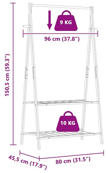 Bambusz ruhaállvány polcokkal 96 x 45,5 x 150,5 cm