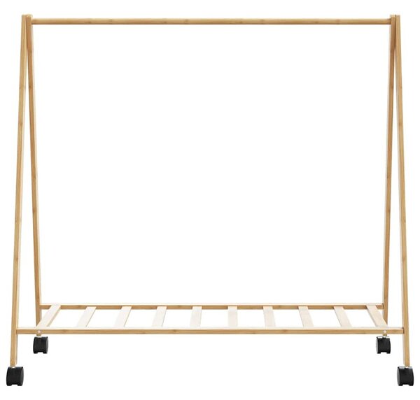 Bambusz ruhaállvány polcokkal és kerekekkel 103 x 40 x 183 cm