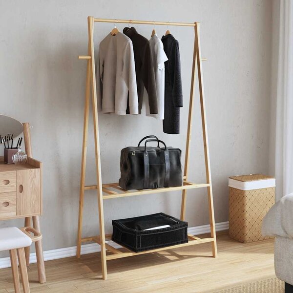 Bambusz ruhaállvány polcokkal 96 x 45,5 x 150,5 cm