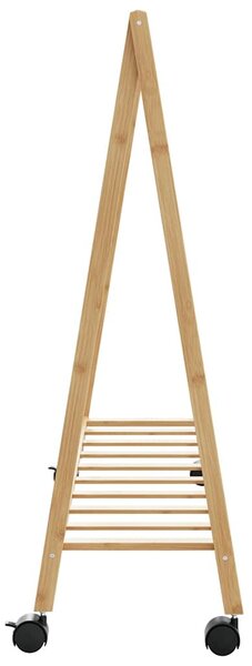 Bambusz ruhaállvány polcokkal és kerekekkel 103 x 40 x 183 cm